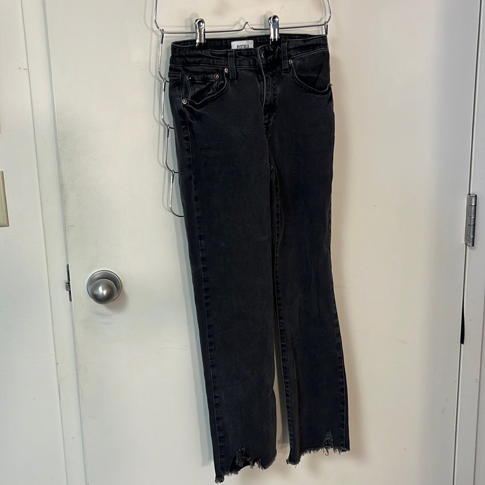 PISTOLA straight leg jeans size 25 black